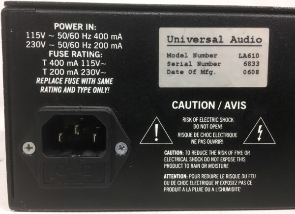 Universal Audio LA 610 Preamplificatore Microfonico Valvolare